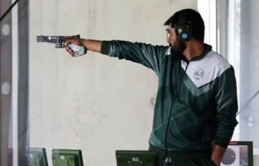 Pakistan shooter GM Bashir competing at Asian Games 2026